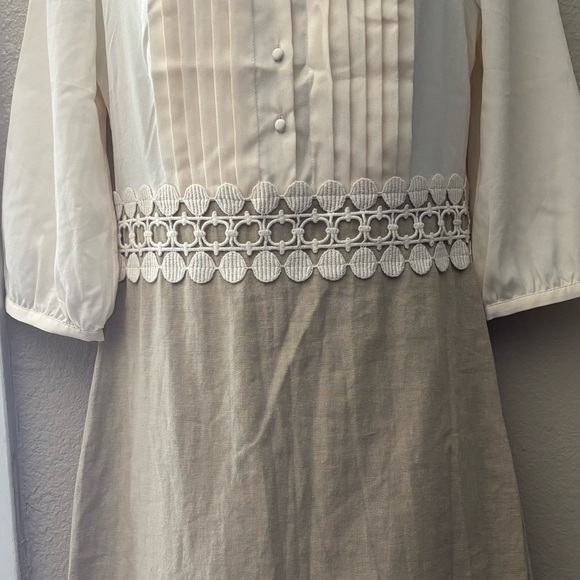 NWT ElegantCream and Tan Dress with Lace  Size S - Picture 7 of 15